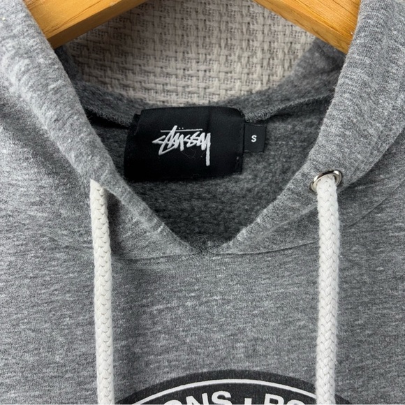 Vintage Stussy Hoodie Mens S Grey Logo Roots Reggae Surf Tie Dye Pullover Y2K - Picture 3 of 7